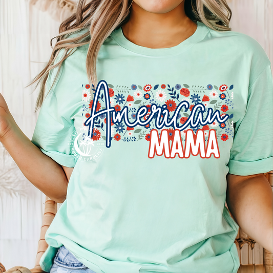 American Mama-Floral -DTF TRANSFER (12x6.5)