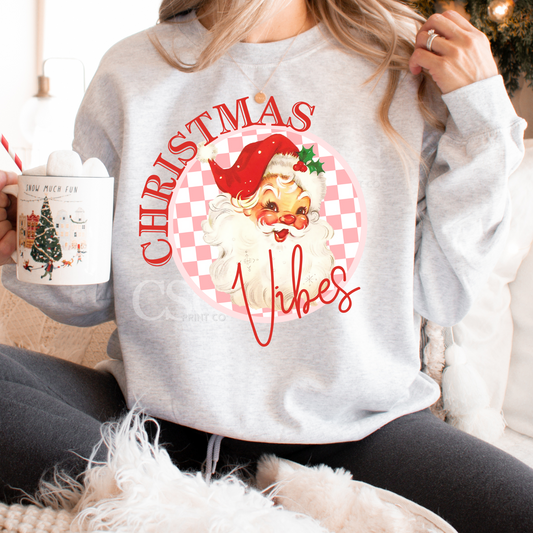 Christmas Vibes-Vintage Santa Face - Tee or Sweatshirt